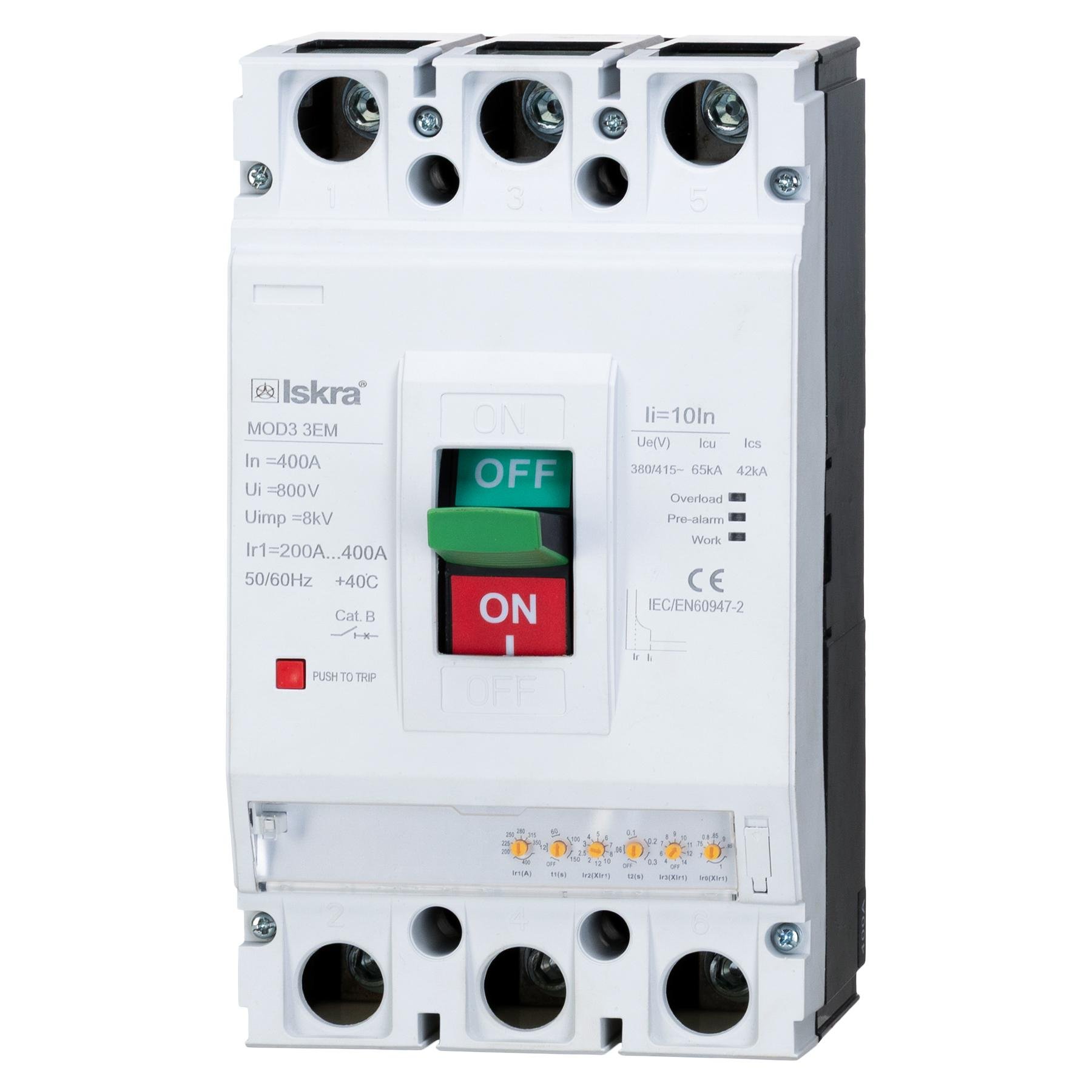 Автоматический выключатель Iskra 400A 65кА с электронным расцепителем MOD3 3EM 400A (786103764000)