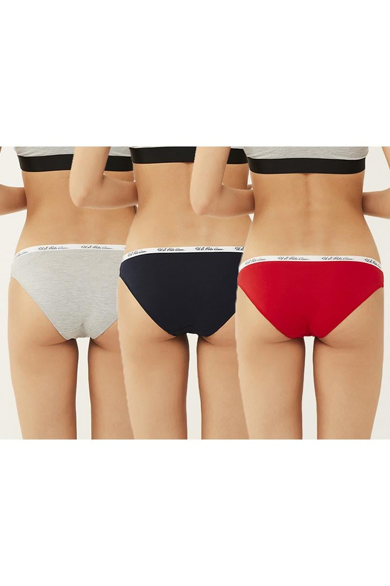 Трусики слип U.S. Polo ASSN р. 5/XL 3 шт. Серый/Синий/Красный (73991)