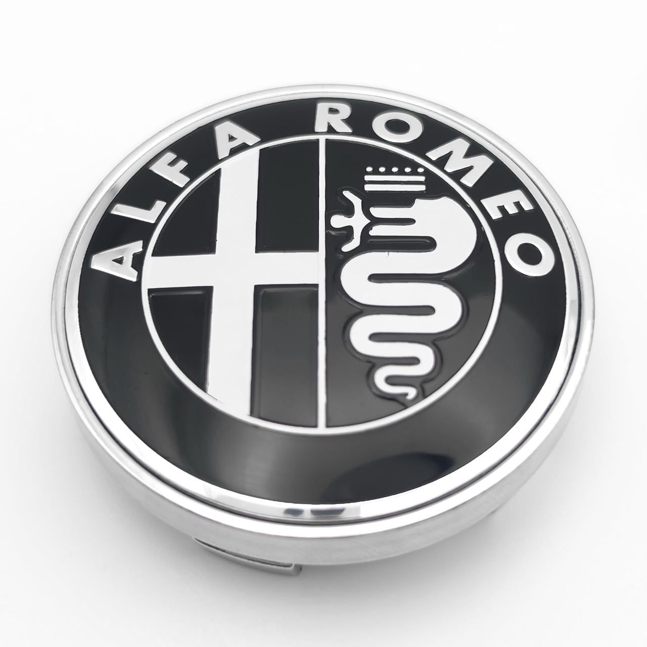 Ковпачок заглушка маточини колеса Alfa Romeo 60 мм Хром/Чорний (3009532356)