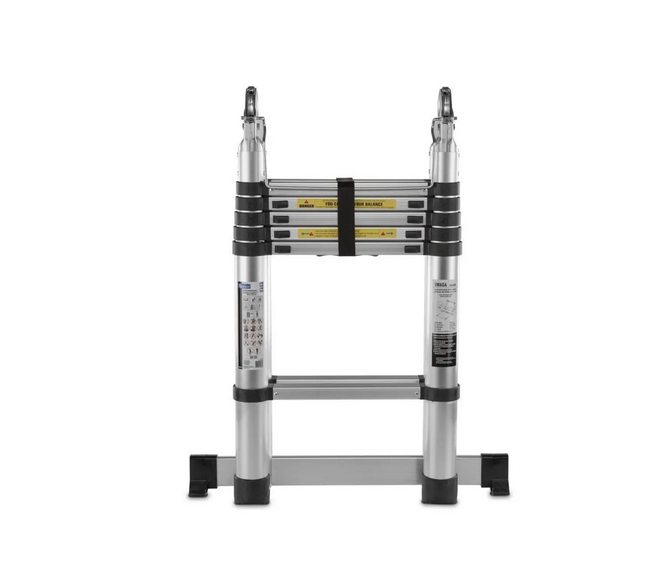 Лестница строительная телескопическая StandHeiz трансформер 4,4 м 2,2х2,2 м алюминиевая до 180 кг