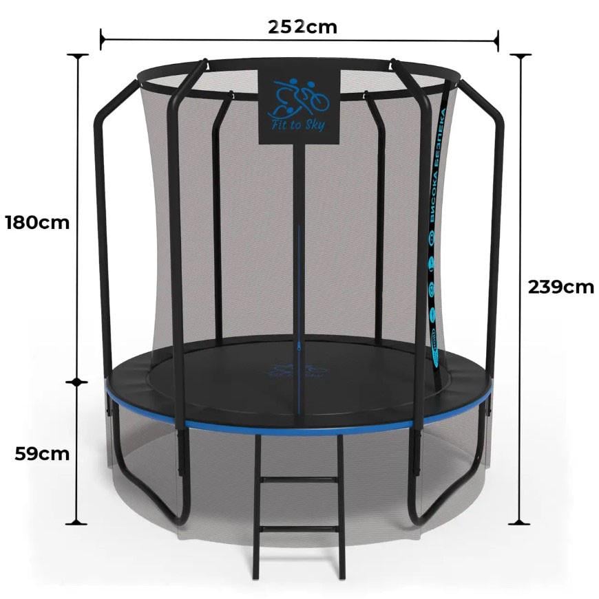 Батут FitToSky Premium з сіткою та драбинкою 48 пружин 252 см - фото 4 Батут FitToSky Premium з сіткою та драбинкою 48 пружин 252 см - фото 4