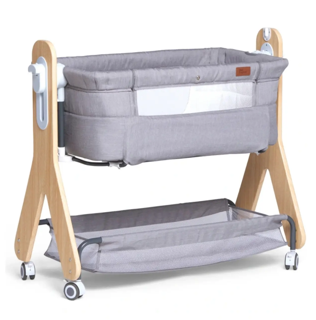 Ліжечко дитяче приставне Baby Elegance Dreamy матрацом/З мобілем/сіткою до 9 кг Сірий (33493006)