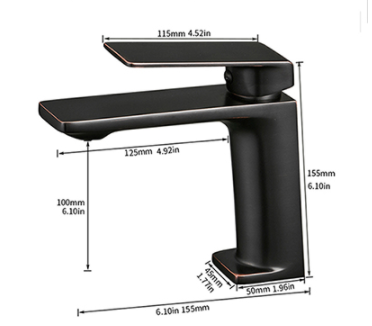 Одинважільний змішувач для умивальника кран латунь WanFan для ванної кімнати Чорний - фото 5