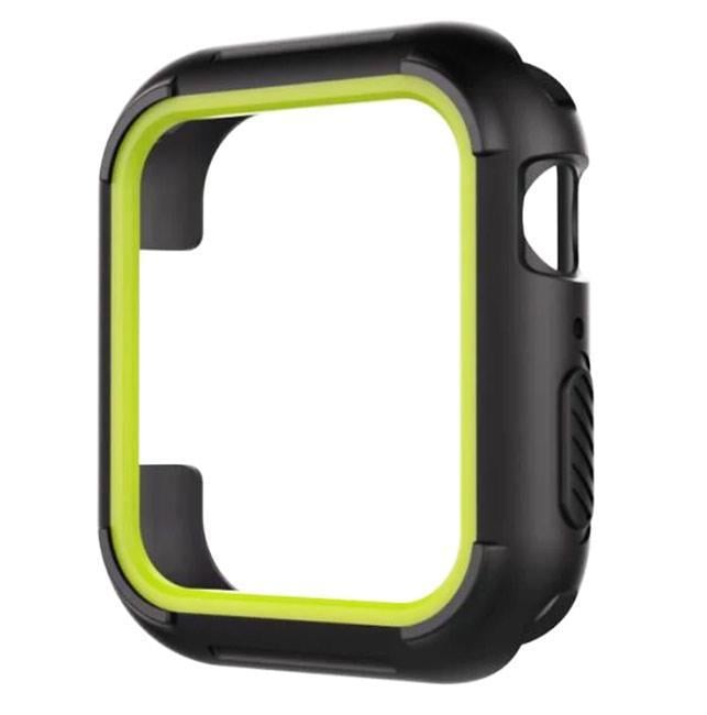 Силиконовый защитный корпус Primo для Apple Watch 44 мм Black/Green (863438690)