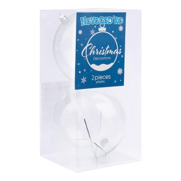 Шары новогодние Novogod’Ko пластик 10 см 2 шт. Прозрачный (974428)