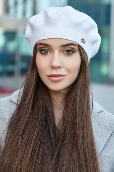 Берет женский теплый Амелия Белый (5119)