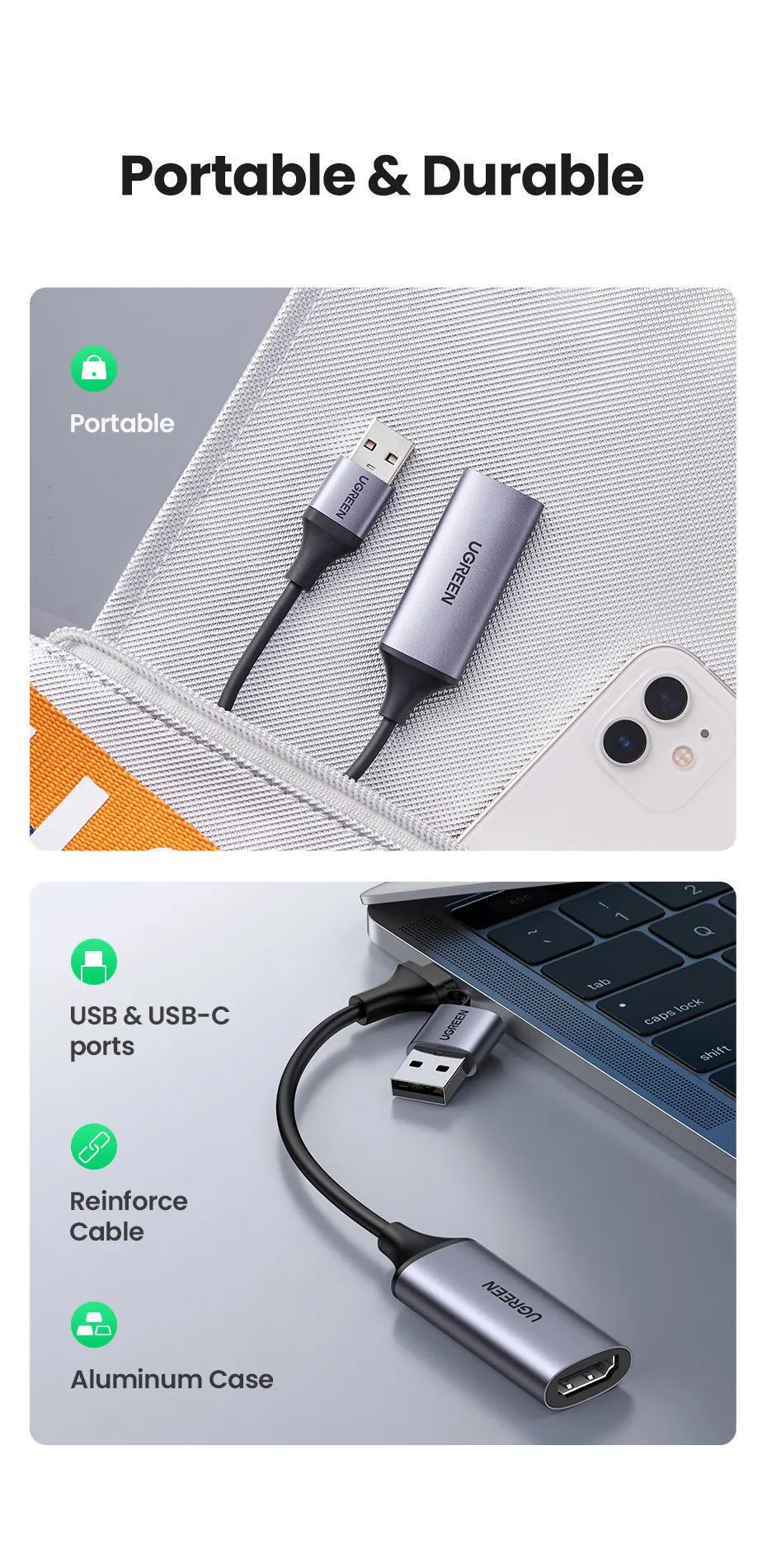 Карта видеозахвата UGREEN Type-C/USB-HDMI 4K режимы Черный (40189) - фото 8