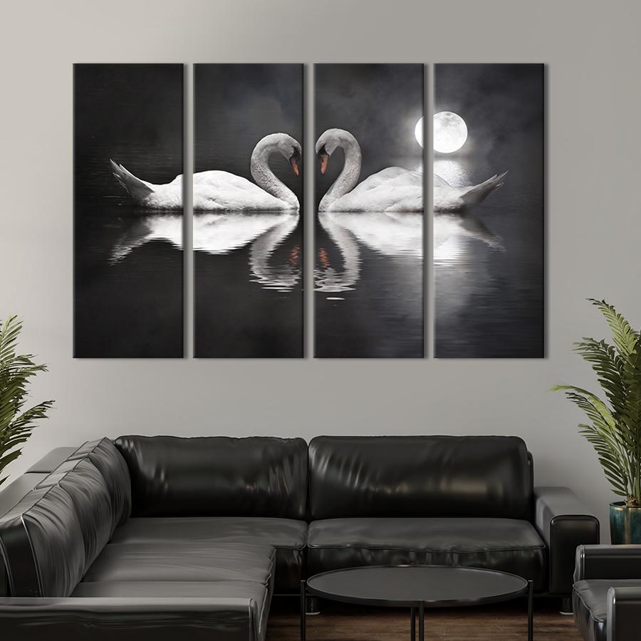 Модульная картина на холсте Полиптих Белые лебеди 209x133 см (143-41)