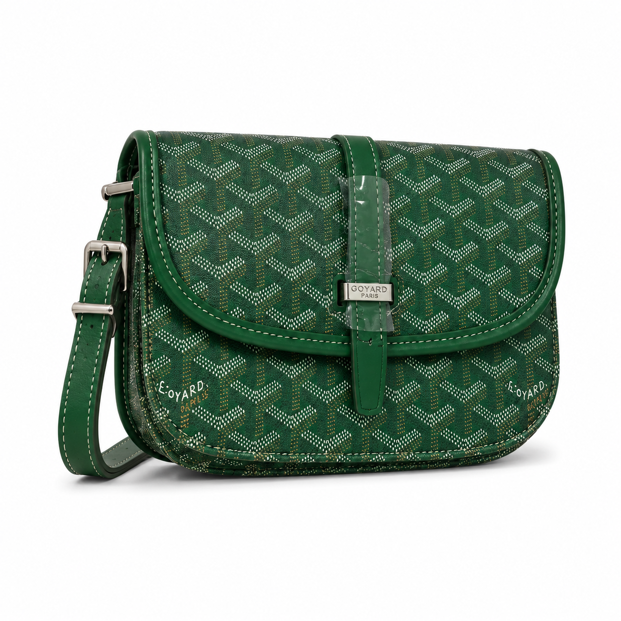 Сумка-мессенджер в стиле Goyard через плечо из искусственной кожи 21х15 см. Зеленый