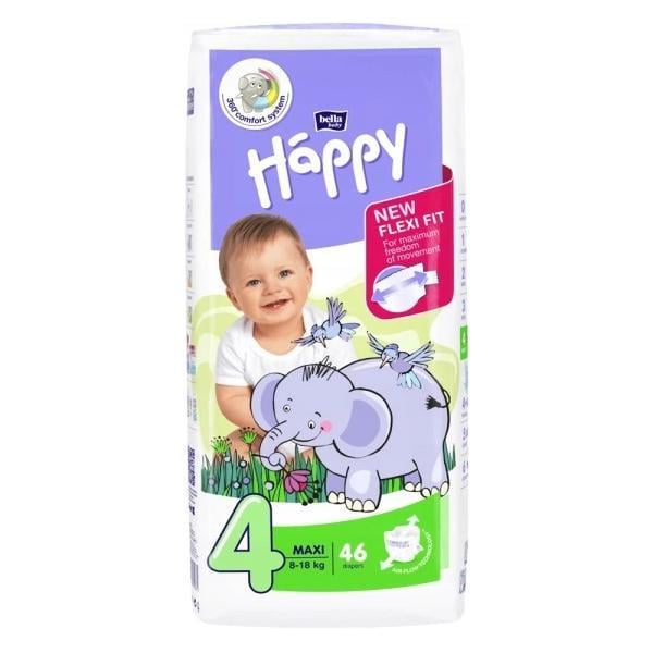 Подгузники детские Happy 4 Maxi 8-18 кг 46 шт.
