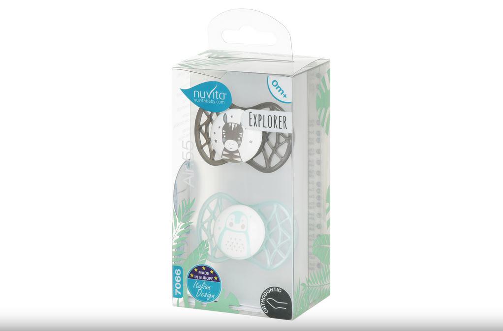 Пустышки ортодонтические Nuvita NV7066N Air 55 Explorer Зебра/Пингвин (10553417) - фото 3 Пустышки ортодонтические Nuvita NV7066N Air 55 Explorer Зебра/Пингвин (10553417) - фото 3