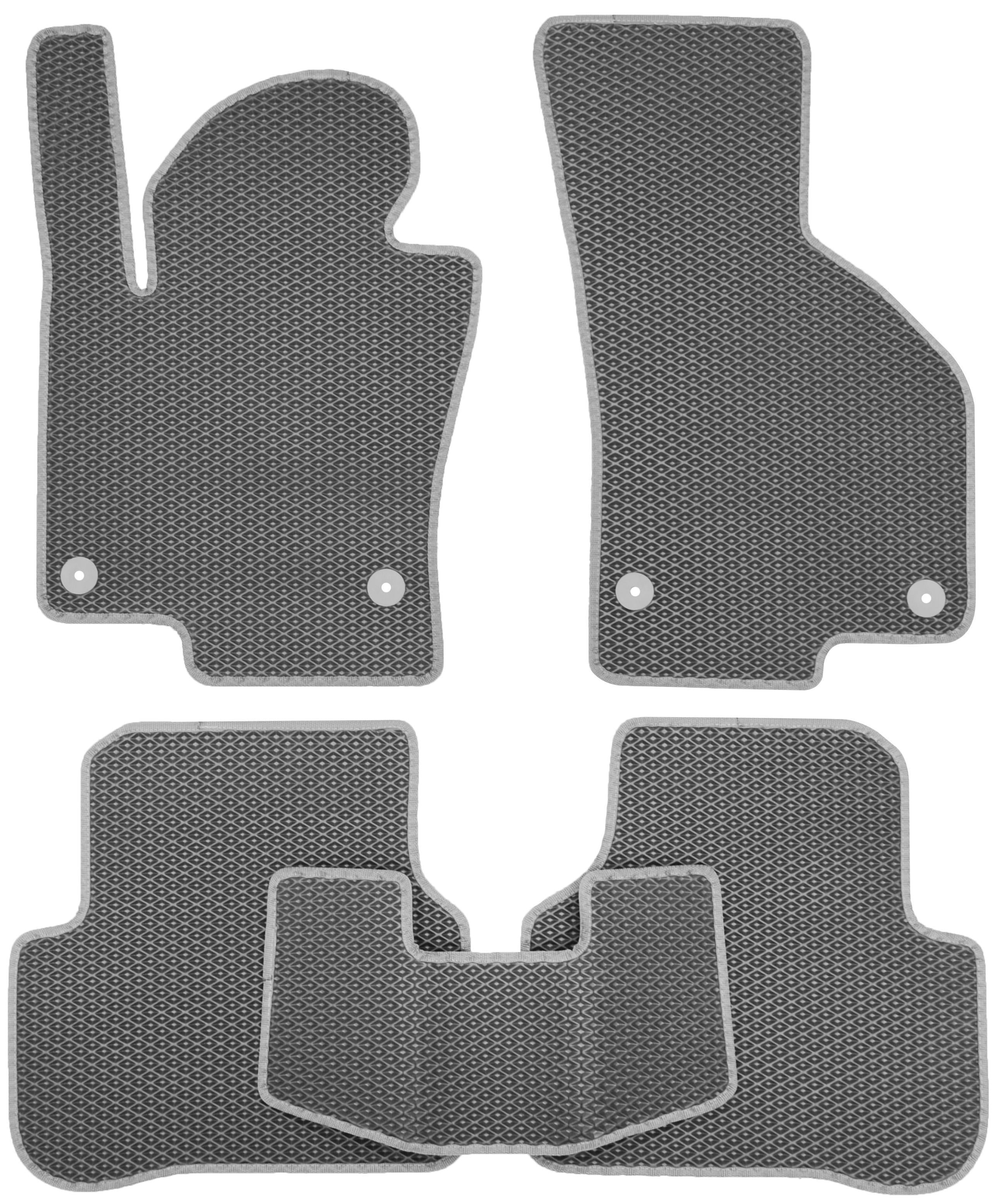 Коврики в салон для Volkswagen Passat B6 '05-10 круглые клипсы EVA Серый (175153)