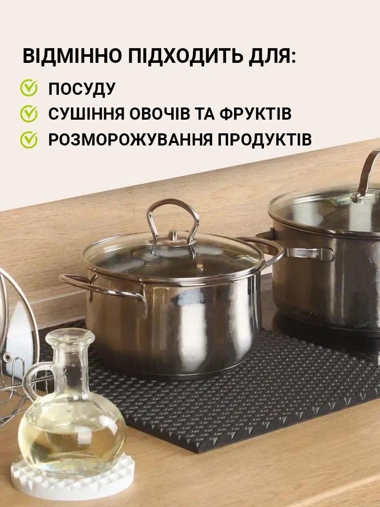 Коврик для сушки посуды EVAPUZZLE KITCHEN 80x60 см Черный (kitch8060bl) - фото 4