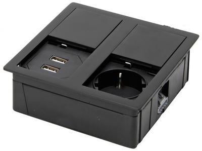 Блок розеточный двойной VersaHIT 2 розетки 110-220В 16A IP54 Черный мат (86222) - фото 8