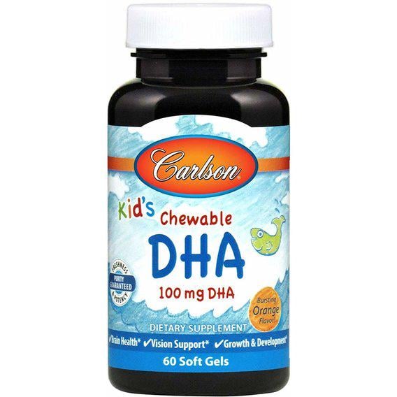 Омега 3 Carlson Labs Kid's Chewable DHA 60 Softgels Bursting Orange Flavor