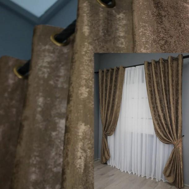 Комплект штор на люверсах Sultan YL жакард 1,5х2,5 м 2 шт. Коричневий (1203ш 37-0060) - фото 5