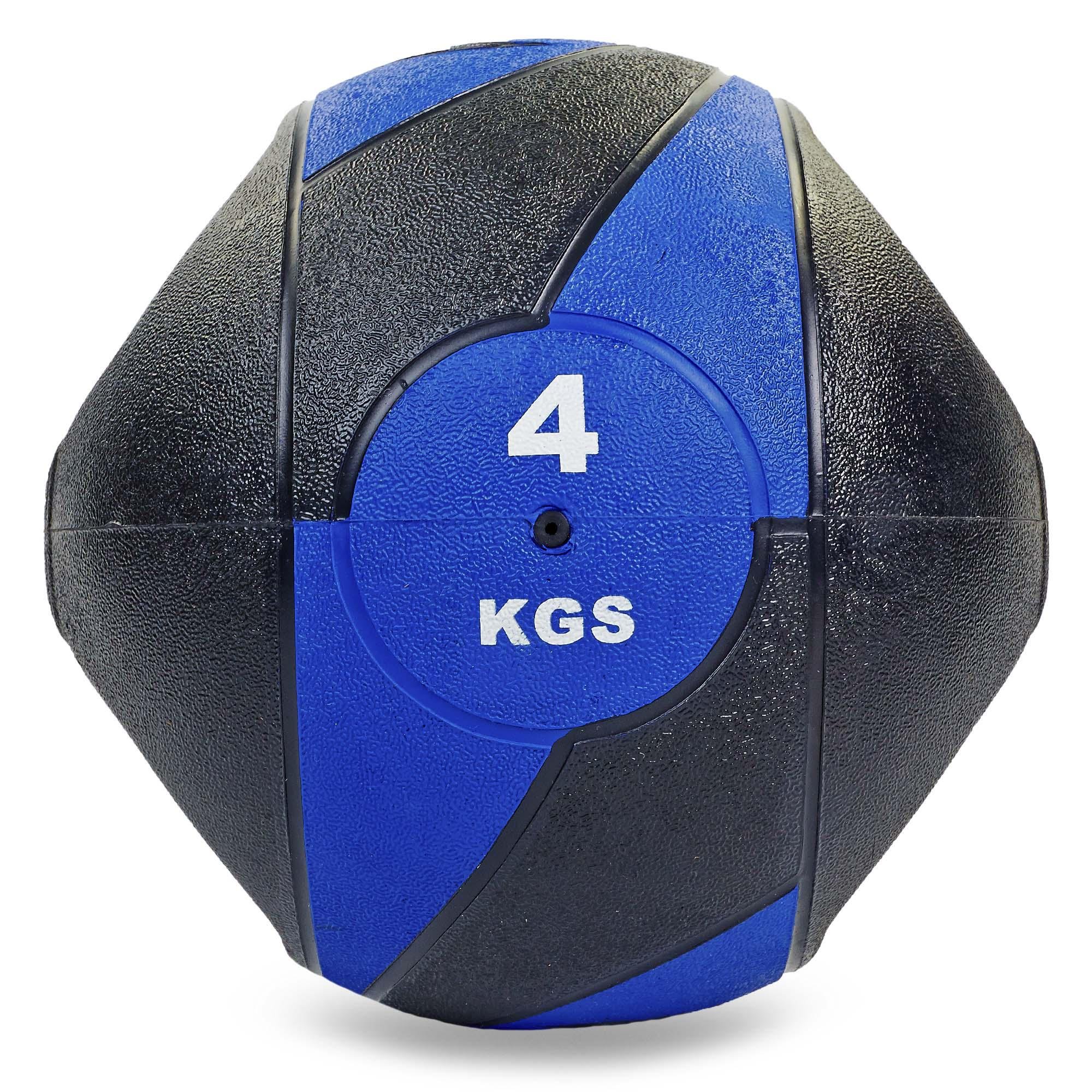 Мяч медицинский медбол Zelart Record Medicine Ball FI-5111-4 с двумя ручками 4 кг Черный/Синий (DR003497) - фото 1