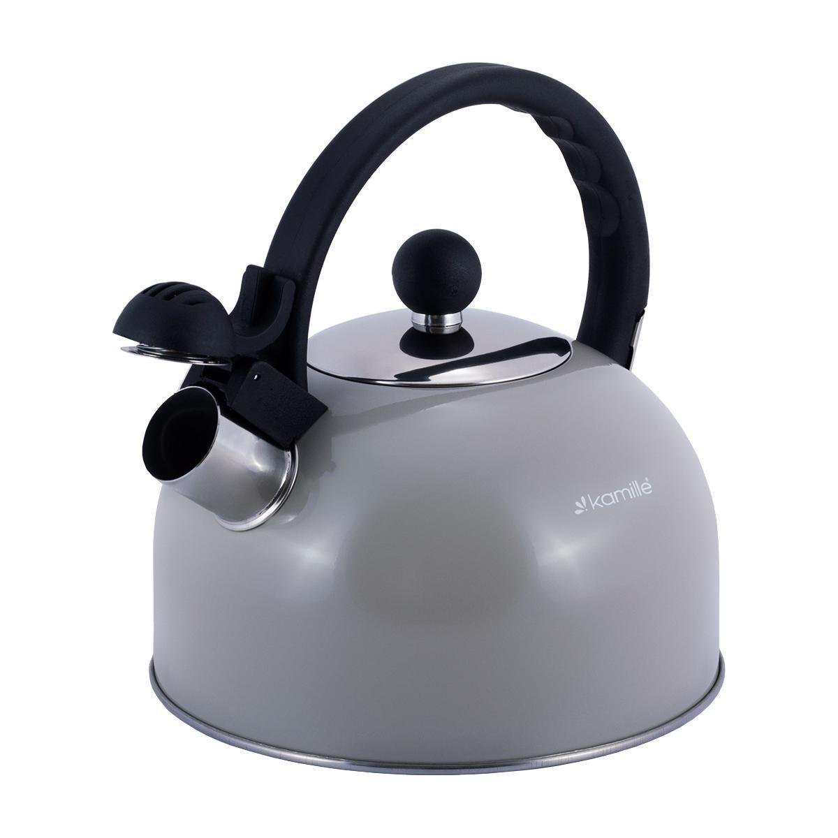 Чайник Kamille Vizo из нержавеющей стали со свистком 2,5 л Серый (13126114) - фото 2 Чайник Kamille Vizo из нержавеющей стали со свистком 2,5 л Серый (13126114) - фото 2