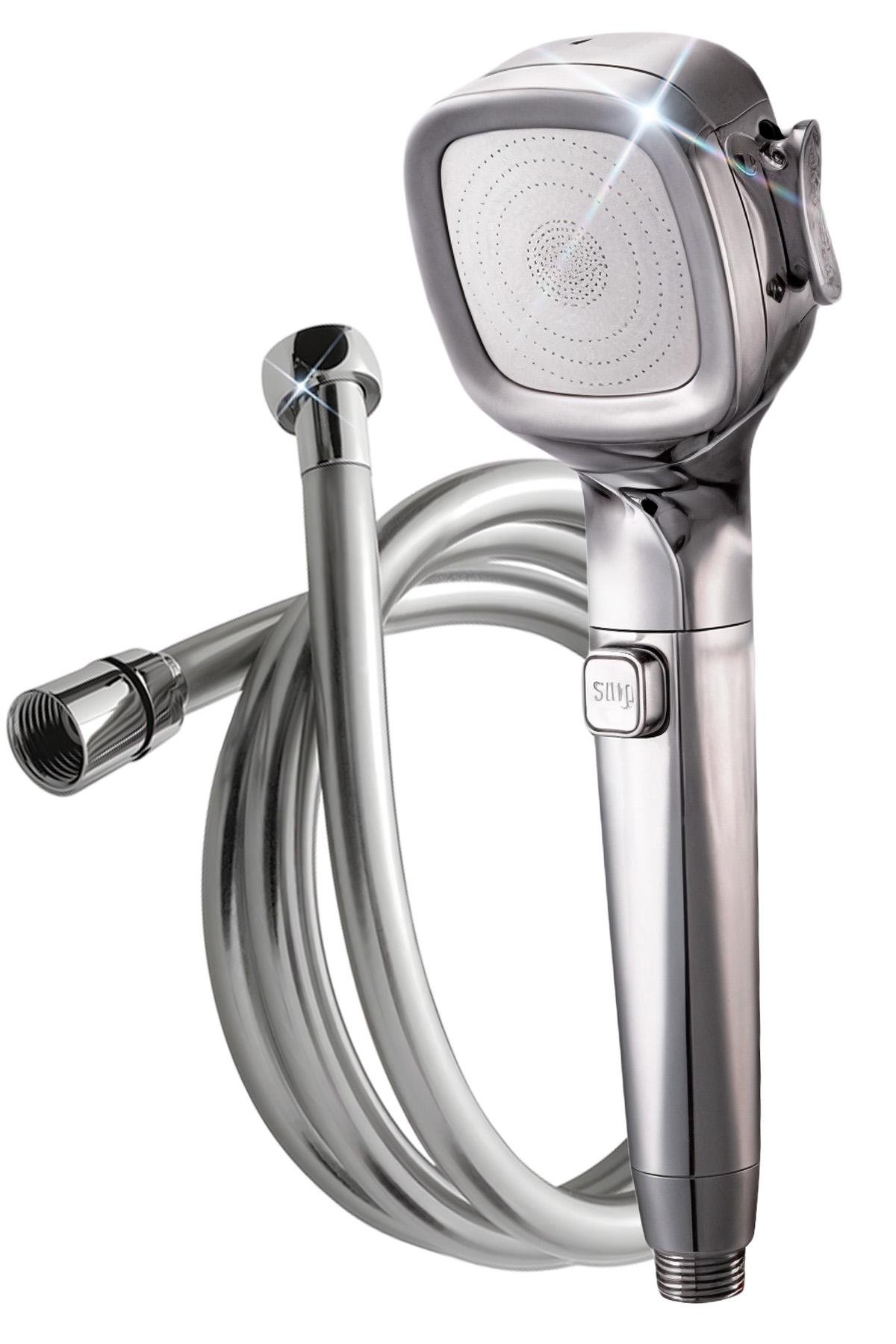 Лейка для душа BRS насадка с 4 режимами с кнопкой STOP со шлангом для душа силиконовый 150 см (536088194) - фото 1 Лейка для душа BRS насадка с 4 режимами с кнопкой STOP со шлангом для душа силиконовый 150 см (536088194) - фото 1