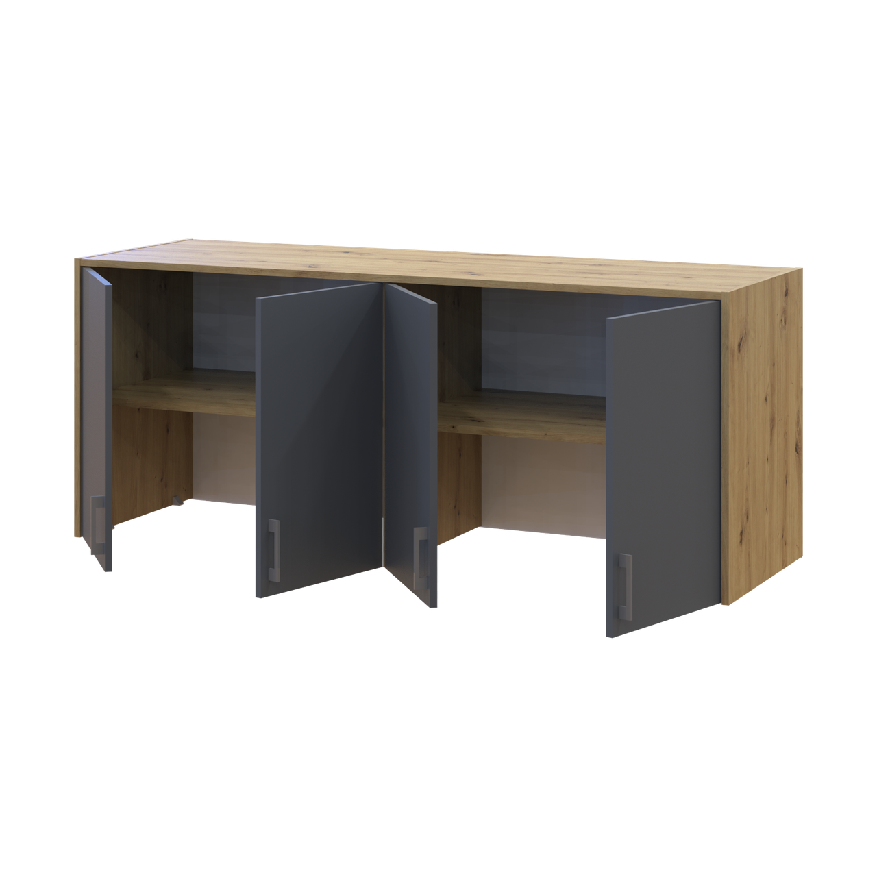 Антресоль висока Doros Ронді 4 ДСП 160х52х65 см Дуб Артізан/Графітовий (41516184) - фото 2 Антресоль висока Doros Ронді 4 ДСП 160х52х65 см Дуб Артізан/Графітовий (41516184) - фото 2