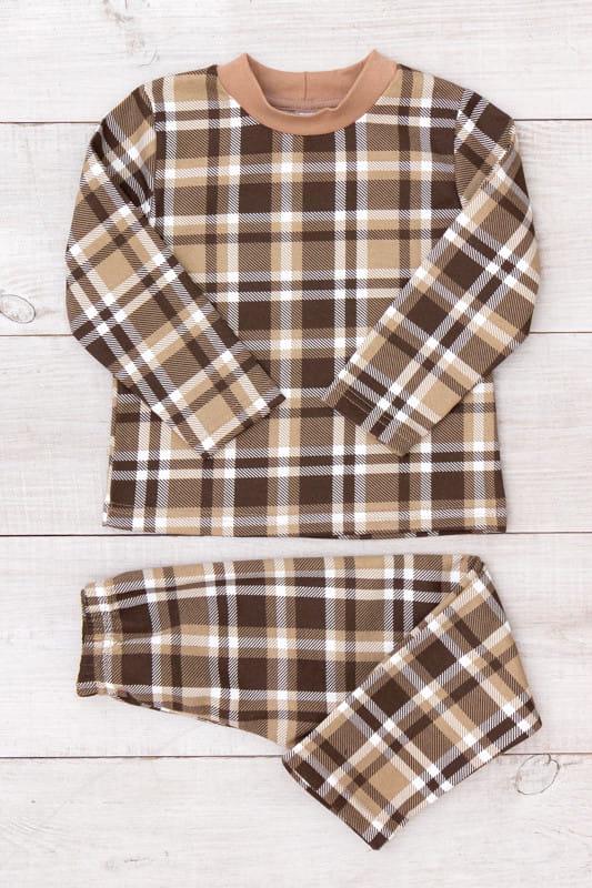 Піжама тепла для хлопчика кофта та штани на манжетах з принтом Носи Своє 116 см Коричневий (6076-024-4)