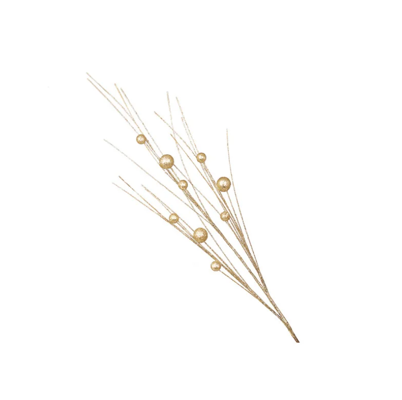 Декоративная ветка новогодняя с блестящими ягодами 78 см Шампань (2776184236)