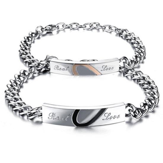 Браслеты парные из нержавеющей медицинской стали 20 см (BP-015)