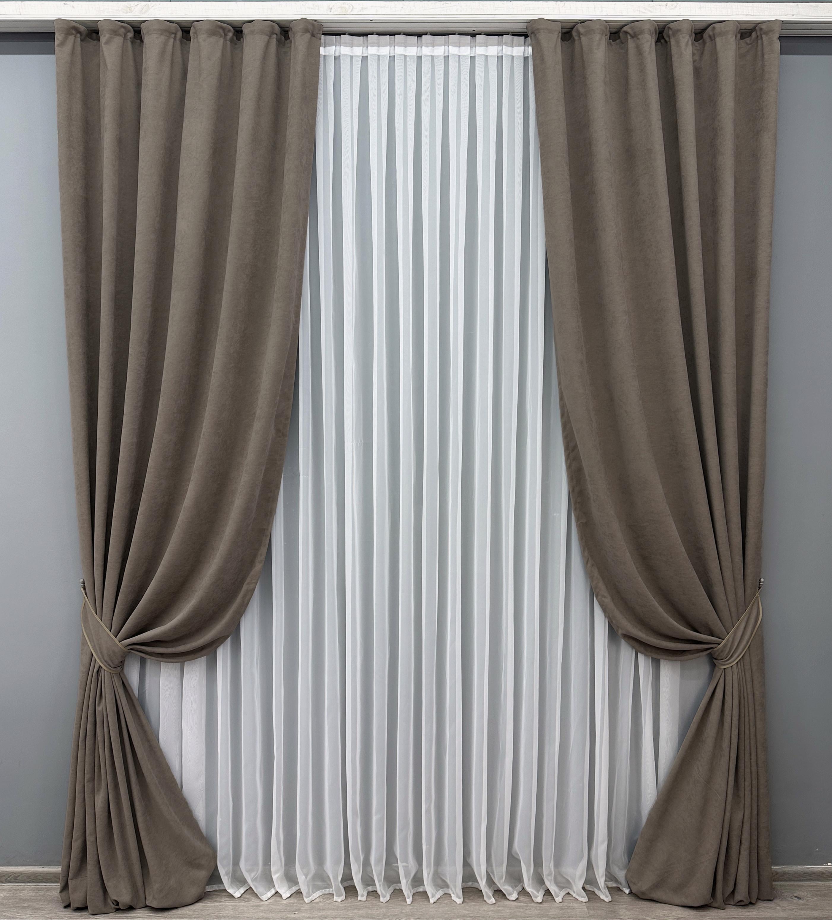 Комплект штор VR-Textil Petek YL №1707ш микровелюр 150х295 см 2 шт. Какао (33-0606)