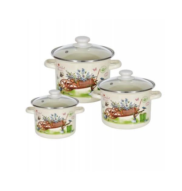 Набор эмалированных кастрюль Epos Садовые цветы 3 шт. (22-66-000202)