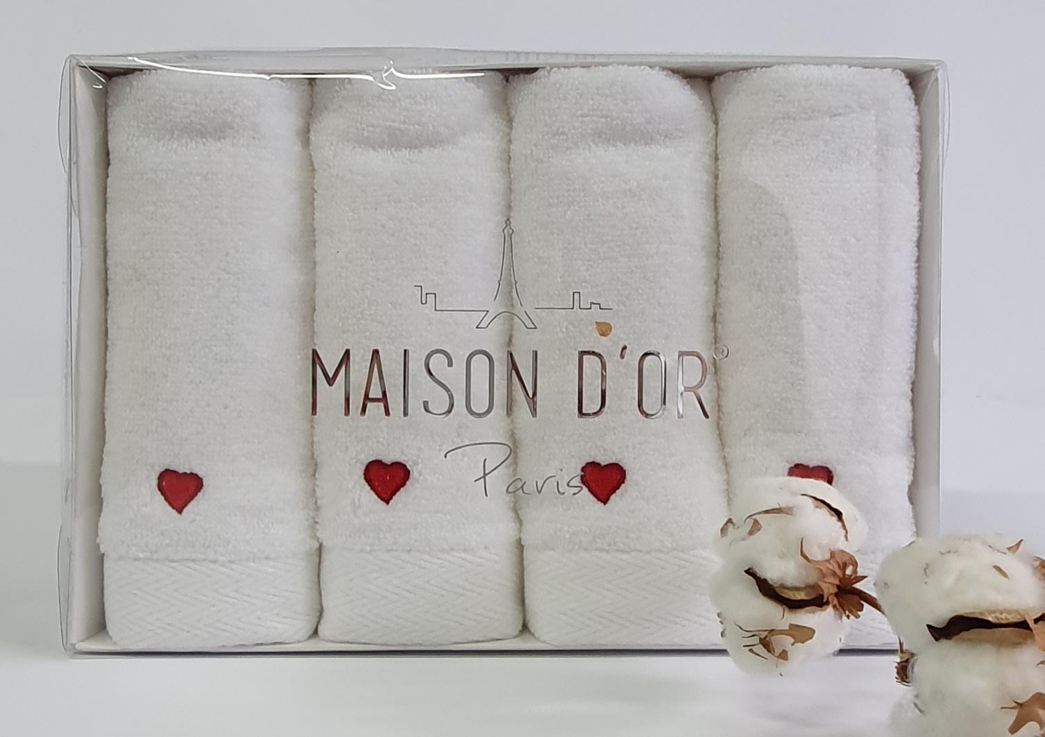 Рушники Maison D'or 4 шт. Micro Love Set White/Red (CN6025)