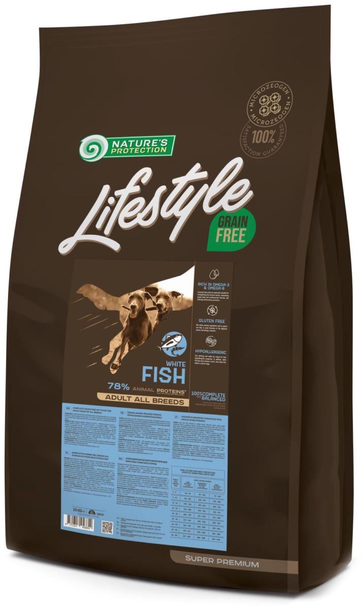 Корм сухой для собак Nature's Protection Lifestyle Grain Free White Fish All Breeds с белой рыбой беззерновой 10 кг (4771317456854)