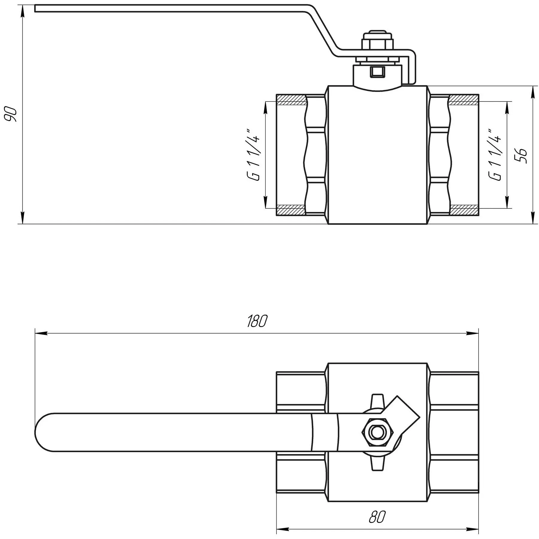 Кран шаровой прямой Q Professional QP151 1 1/4" ВВ КР PN40 (GSR-000013977) - фото 4