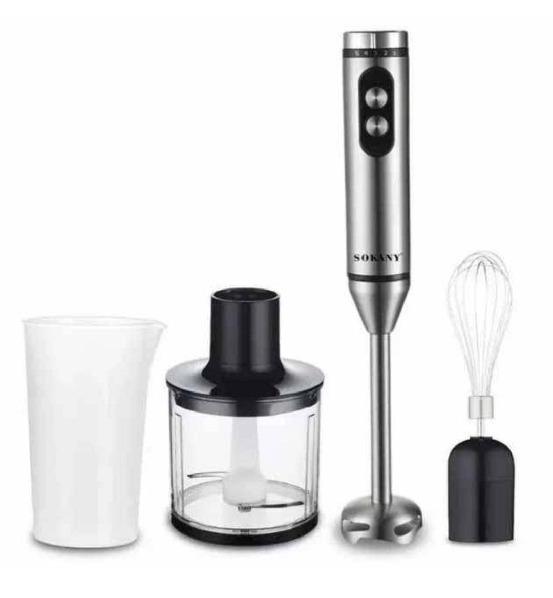 Блендер погружной Sokany SK-02011 4в1 5 скоростей 800 Вт Стальной (SK-02011)