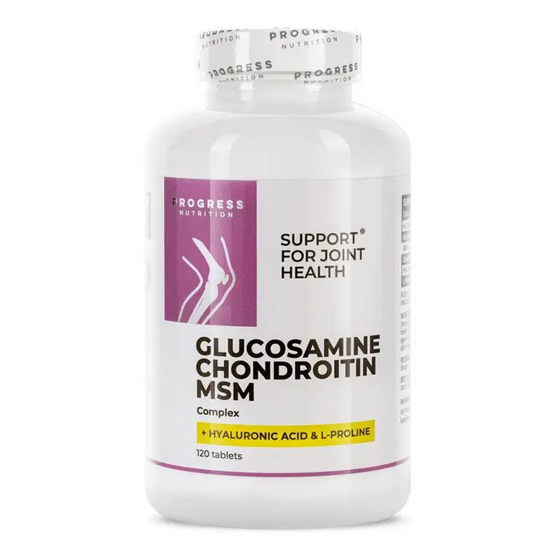 Глюкозамін хондроїтин МСМ Progress Nutrition Glucosamine Chondroitin MSM Complex 120 табл. (23160-01) - фото 1