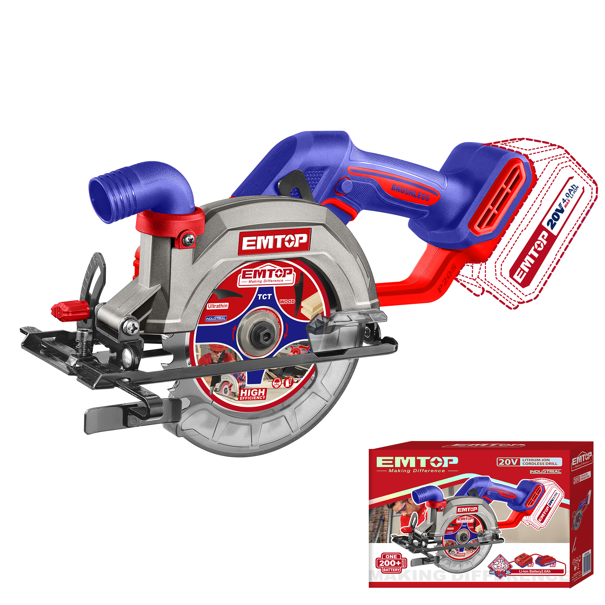 Пила дисковая аккумуляторная EMTOP ELCS1402 без АКБ и ЗУ