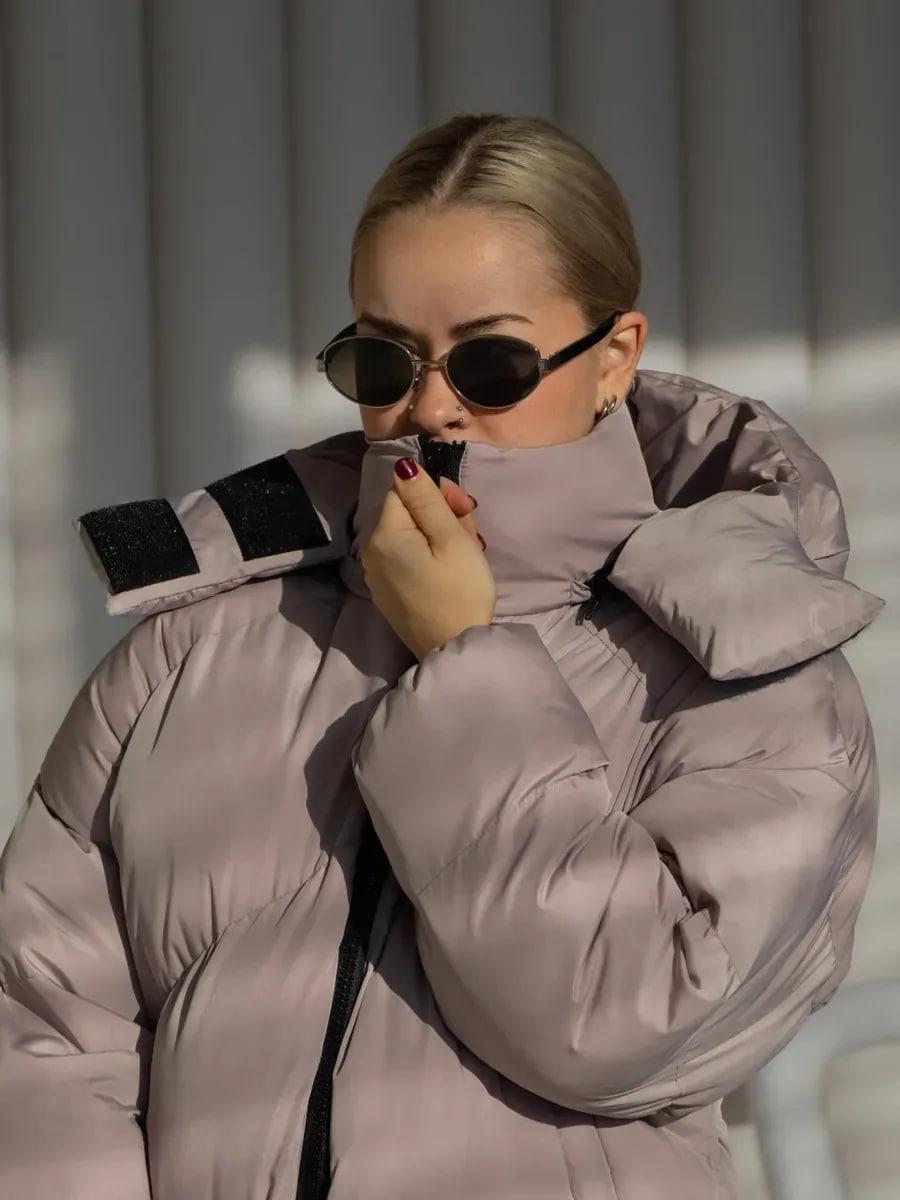 Пуховик жіночий Quadro зимовий до -15°С з капюшоном оверсайз L/XL Світло-сірий (26531/4/2) - фото 6