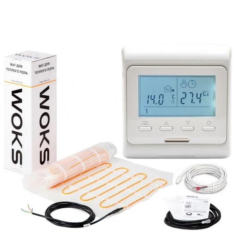 Нагревающий мат теплый пол WoksMat 160 с терморегулятором программируемым EcoReg E 51 1,5 м2 240 Вт Нагревающий мат теплый пол WoksMat 160 с терморегулятором программируемым EcoReg E 51 1,5 м2 240 Вт