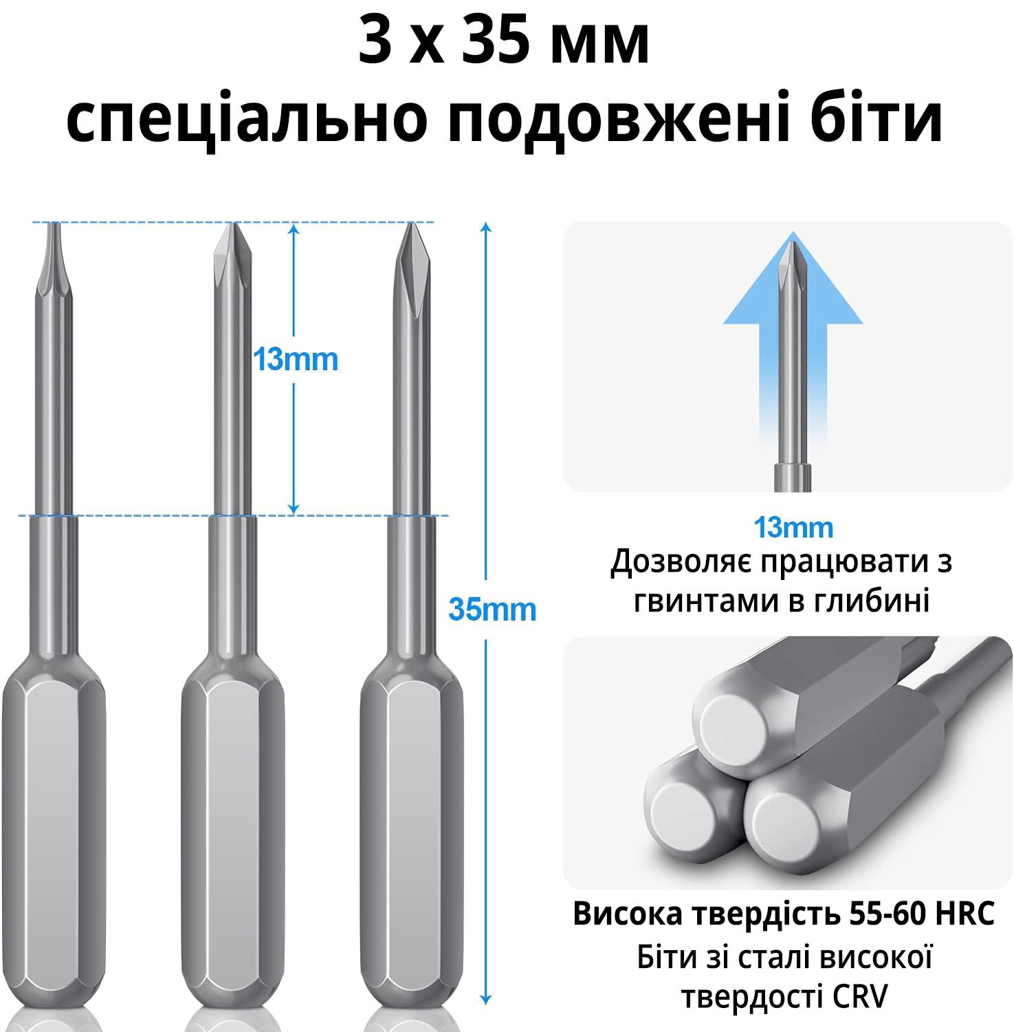 Набір викруток прецизійних магнітних 130в1 у футлярі 120 біт Чорний - фото 7