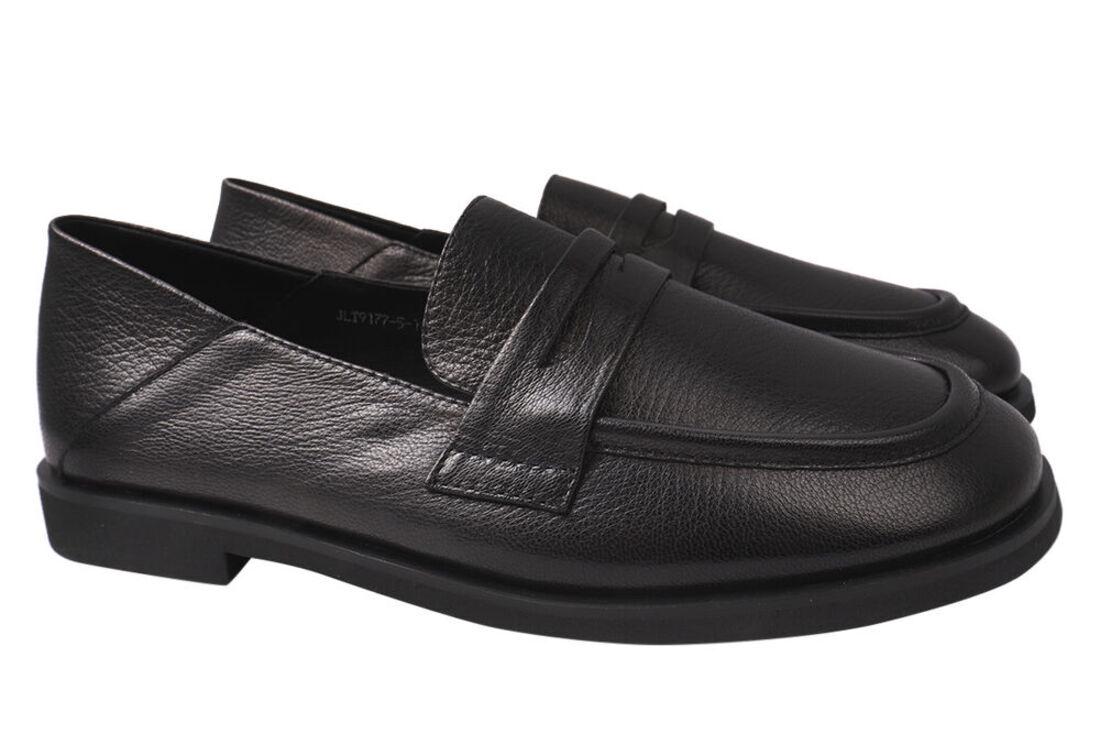 Лофери жіночі Berkonty зі шкіри на низькому ходу р. 39 Чорний (328-21DT)