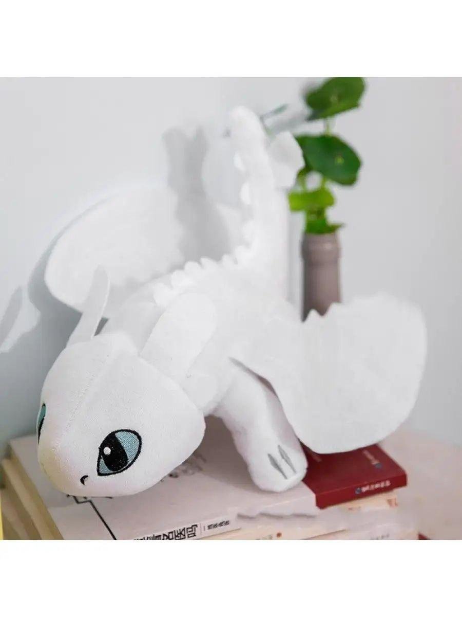 Игрушка мягкая плюшевая Дневная Фурия Дракон Беззубик 35 см Белый (9057) - фото 8