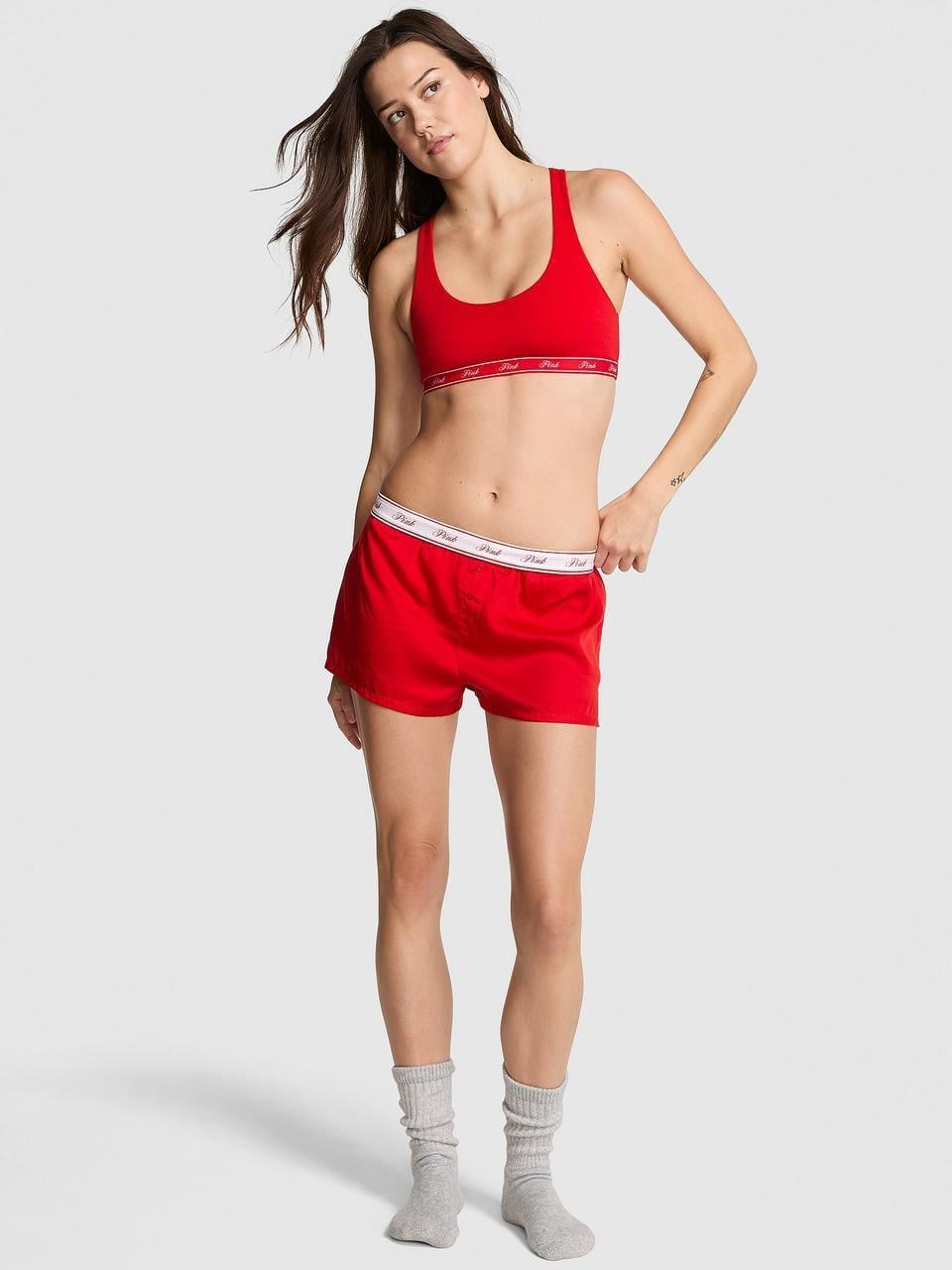 Шорты женские Victoria's Secret Silky Sleep Boxy Pajama Shorts M Красный (3030379063)