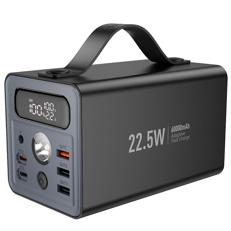 Повербанк Hoco J138 с быстрой зарядкой и фонариком 60000 mAh 22,5W Черный (UPN16090)