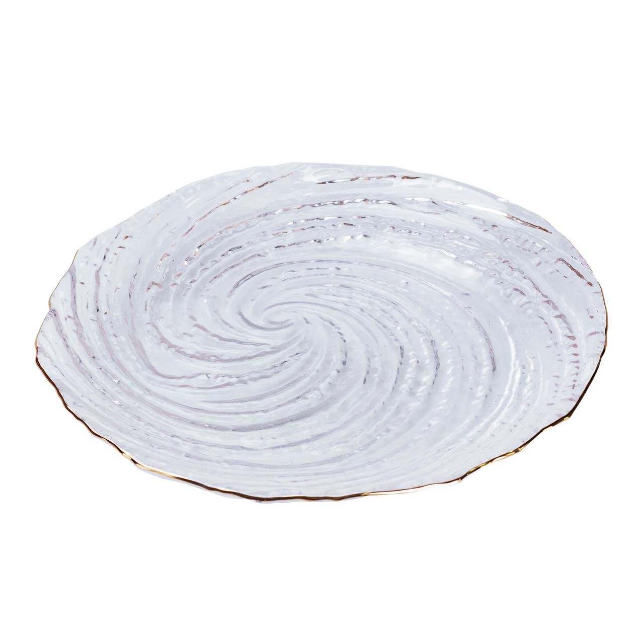 Тарілка десертна із золотим обідком 18 см Прозорий (4116)