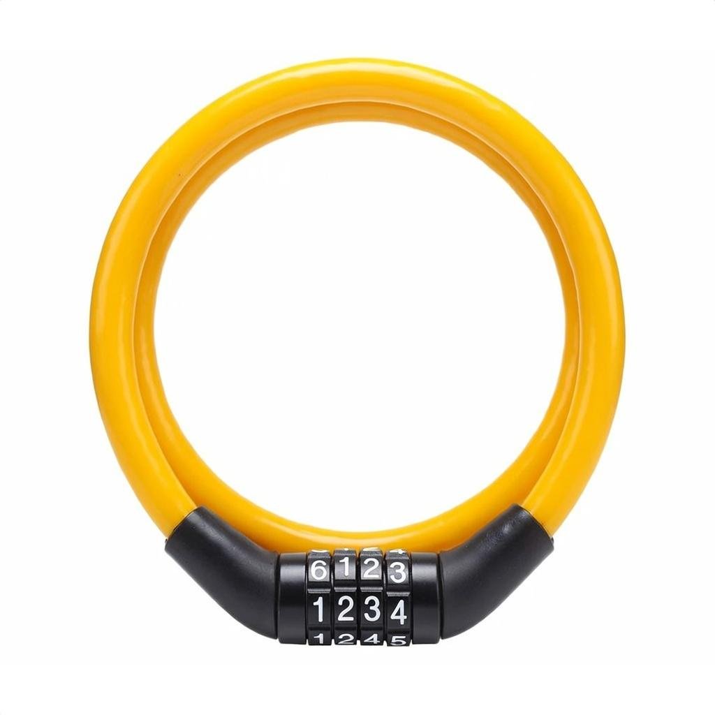 Замок велосипедный тросовый кодовый 8х650 мм Желтый (VR-6156)