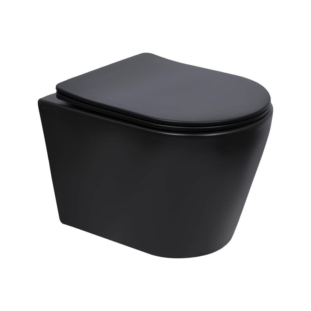Унитаз подвесной Qtap Scorpio Ultra Quiet безобедочный с сиденьем Soft-close Matt Black (QT14332380AMB)