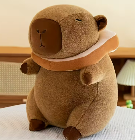 Мягкая игрушка плюшевая детская Капибара с тостом 22 см (2790128848)