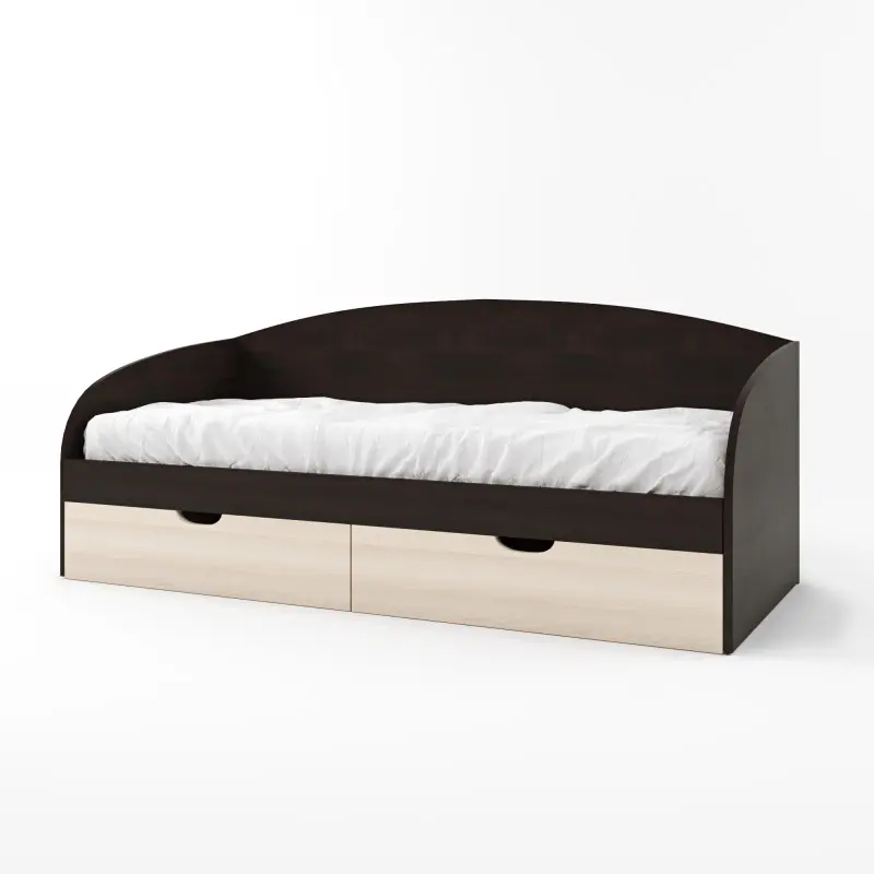 Ліжко односпальне Комфорт з шухлядами 80х190 см Венге темний/Дуб молочний (26788537) - фото 1