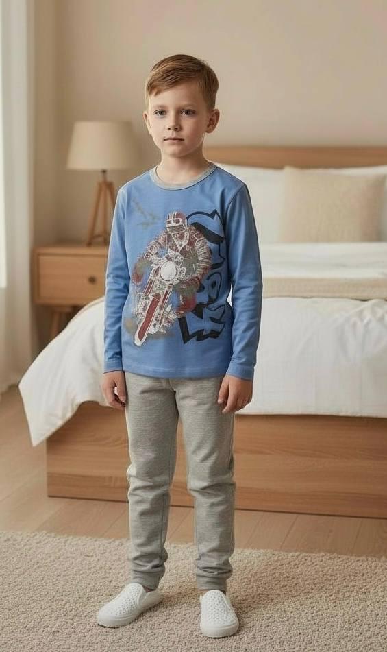 Домашний костюм-пижама для мальчика BAYKAR Мотоцикл р. 6 116-122 см 6-7 лет Голубой (9093-207) Домашний костюм-пижама для мальчика BAYKAR Мотоцикл р. 6 116-122 см 6-7 лет Голубой (9093-207)