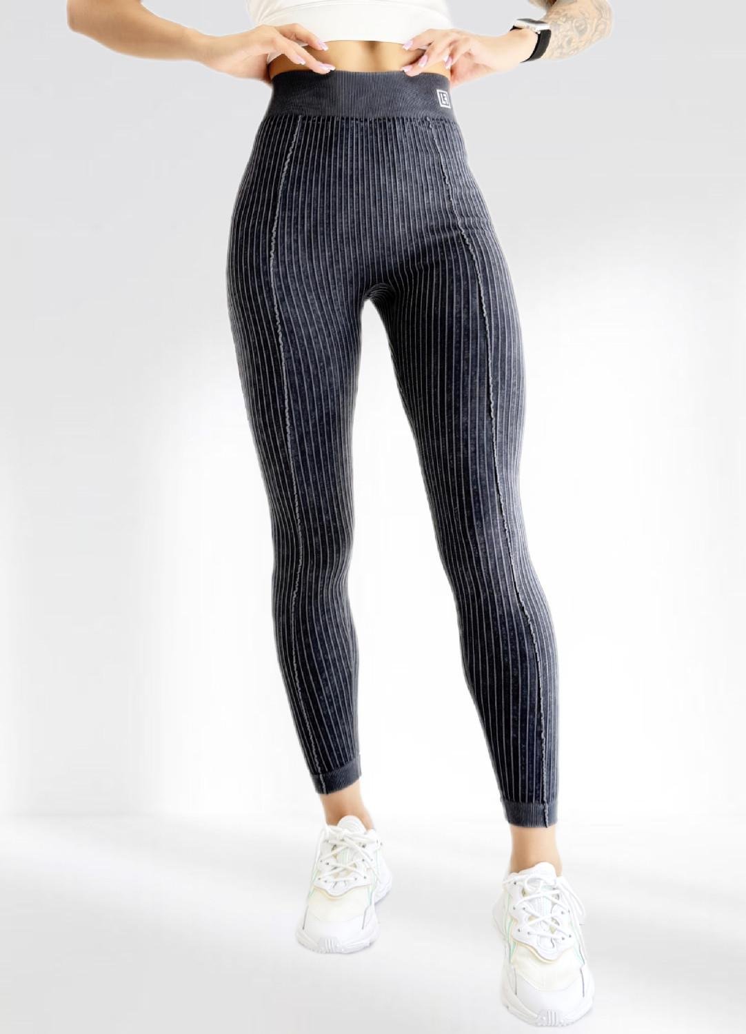 Лосины для фитнеса LILAFIT Пуш ап с V-образной талией в рубчик S Черный (LFL000084) - фото 3