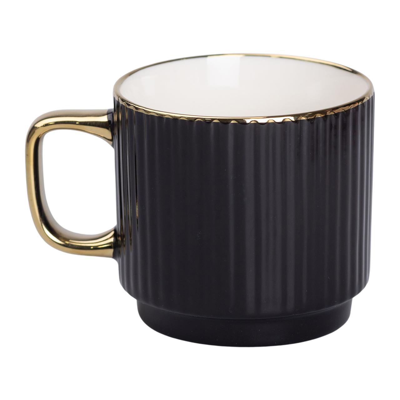 Чашка фарфоровая с золотым ободком и золотой ручкой 300 мл Черный (RX-N231129B) Чашка фарфоровая с золотым ободком и золотой ручкой 300 мл Черный (RX-N231129B)